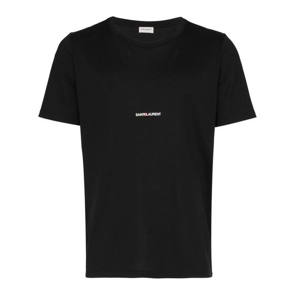 Saint Laurent Men Black Jersey T-Shirt